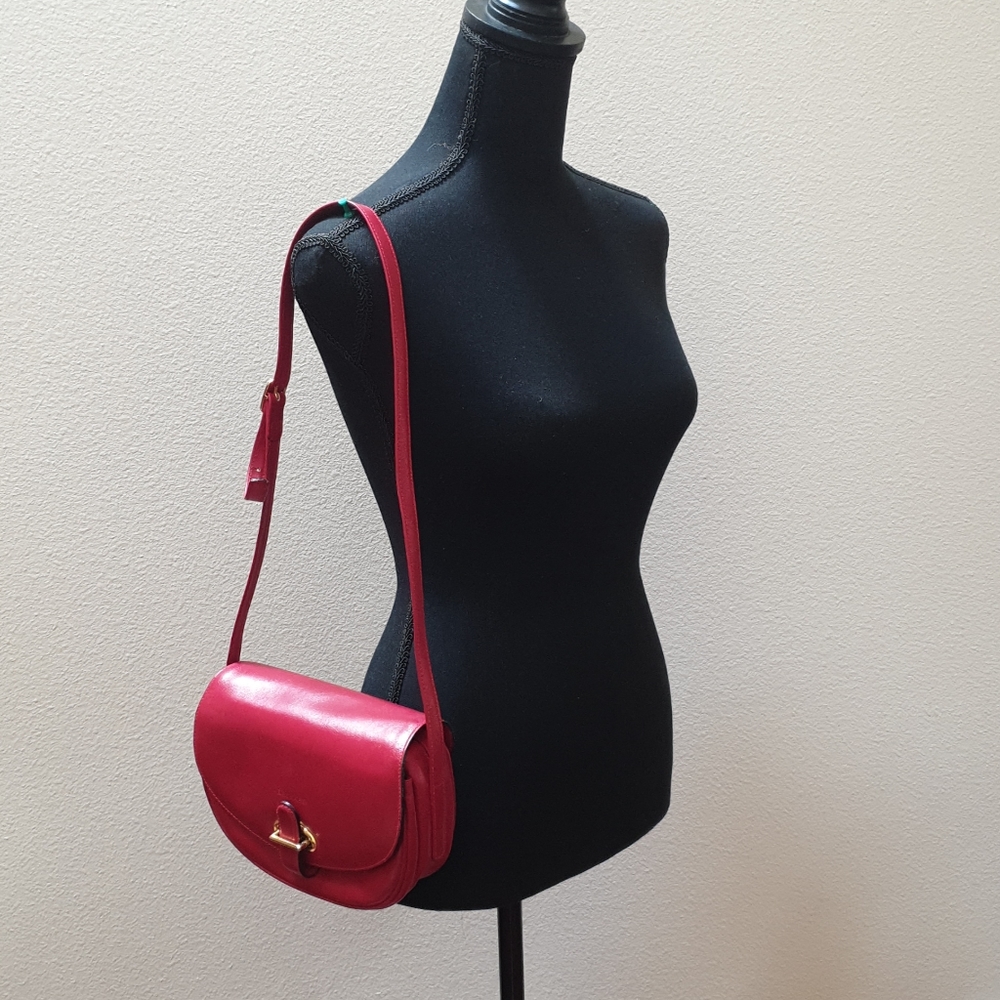 VINTAGE LEONARD RED  Leather shoulder bag